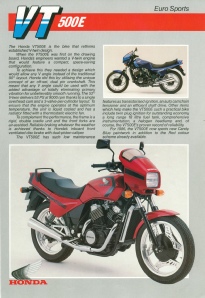 1986 Honda Vt500E brochure page 1